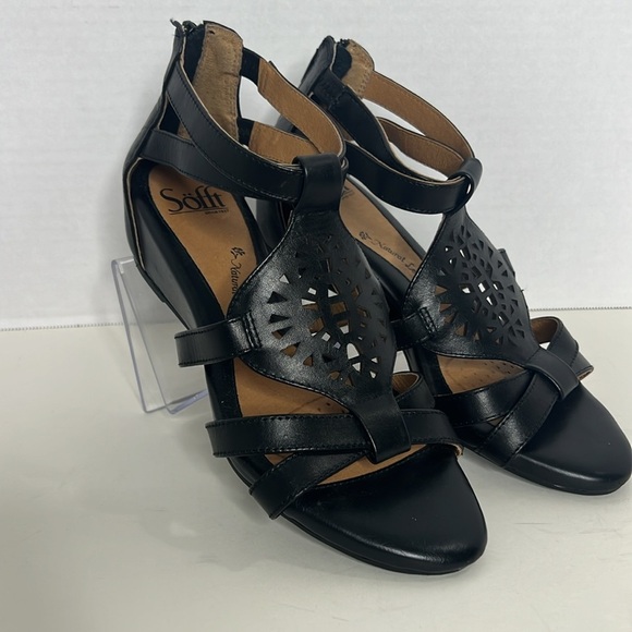 Sofft Breeze Sandals Leather Strappy Comfort Heel 7W - Picture 2 of 7